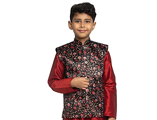Image of KRAFT INDIA Boys Satin Printed Nehru Jacket Only