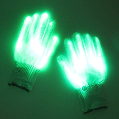 THEE LED Guantes con Iluminación Multicolores para Halloween