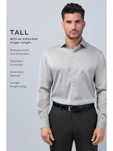 Image of Van Heusen Men's TALL FIT Short Sleeve Dress Shirts Poplin Solid (Big and Tall)
