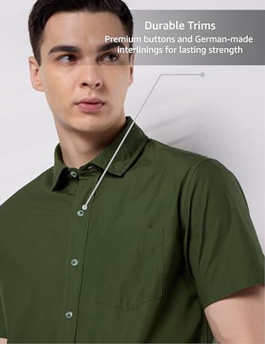 Image of Symbol Premium Men's Cotton Poplin Casual Shirt - Regular Fit | Half Sleeve | Pure Cotton (Available in Plus Sizes)