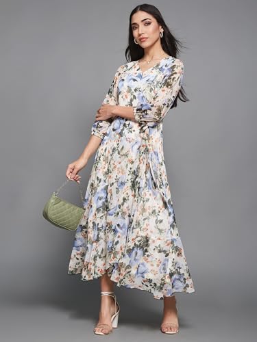 Image of Miss Chase Women's Round Neck Cap Sleeves Lace Knee -Long Skater Dress