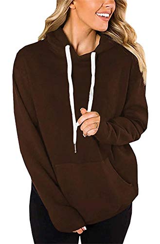 Smile Fish - Sudadera con capucha y bolsillos delanteros para mujer, diseño de pez Marrón café S