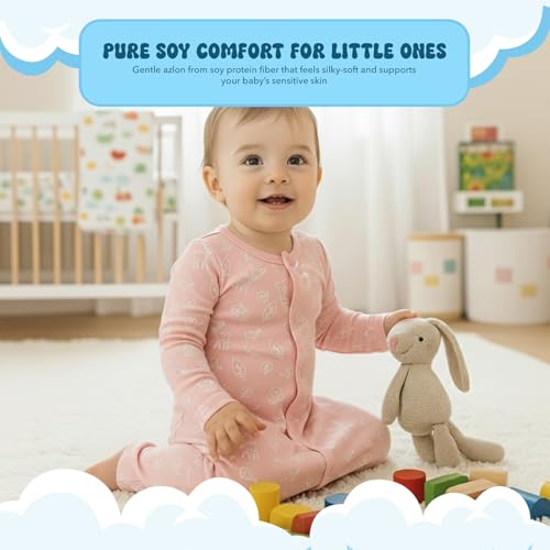 Image of Babysoy Unisex Baby Long Sleeve Gown Sleep Sack, Ultra Soft Nightgown, Newborn Reversible Mittens