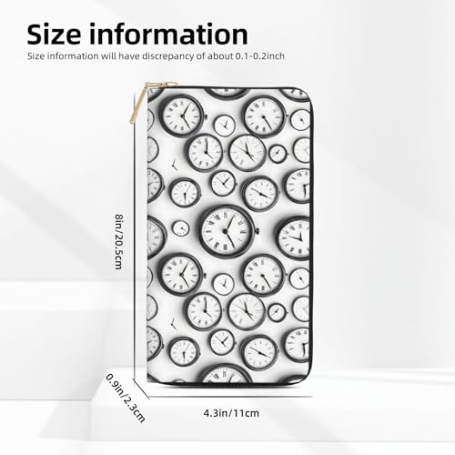Vintage Clock Face Print Wallet Women Men, Long PU Leather Wallets for Women, Cute Womens Travel Wallet Purse Pouch with Zipper Pocket3