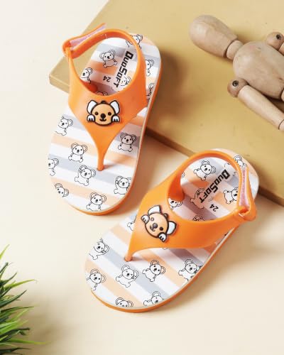 Image of Duosoft Kids Flip Flop Sandals with Bear Motif, Slippers for Baby Girl and Baby Boy, Indoor and Outdoor Slipper for Kids with Strap (K-401)