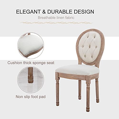 Image of Virabit French Country Dining Chairs Set of 6, Vintage Louis Chairs with Curved Backrest and Beautifully Carved Solid Wood Frame, Farmhouse Dining Chairs for Living Room, Kitchen, Restaurant