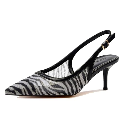 Image of Mesh Kitten Heels for Women Slingback Design with Pointed Toe Breathable and Stylish Elegant Low Heel for Comfort