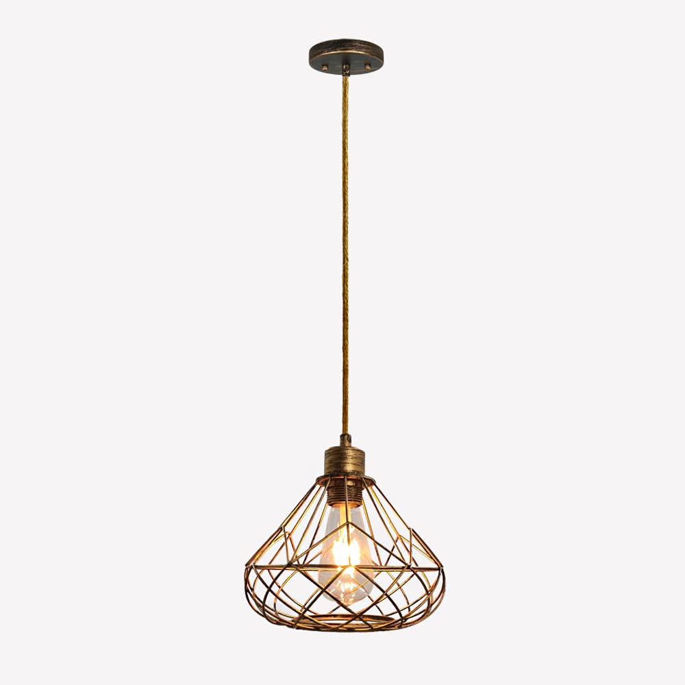 Lustre cage à oiseaux vintage en laiton pour îlot de cuisine