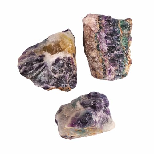 Image of Multi Fluorite Crystal Raw Stone for Meditation, Vastu Items & Feng Shui (500 Gm) | Healing Crystals for Mental Clarity & Focus | Vastu Decorative Showpiece for Spiritual Home Decoration (3-4 Pcs)