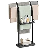 YATINEY Free Standing Towel Rack, Taller Blanket Rack for Bathroom, Floor Towel Holder Stand with Weighted Base, 4-Tier Towel Blanket Storage, for Living Room, Balcony, Black CJ20BB
