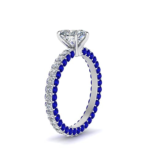 Image of 55Carat Choose Your Gemstone Eternity Ring Sterling Silver Heart Shape Side Stone Engagement Rings Affordable for your Girlfriend, Wife, Wedding Partner US Size 4 TO 12