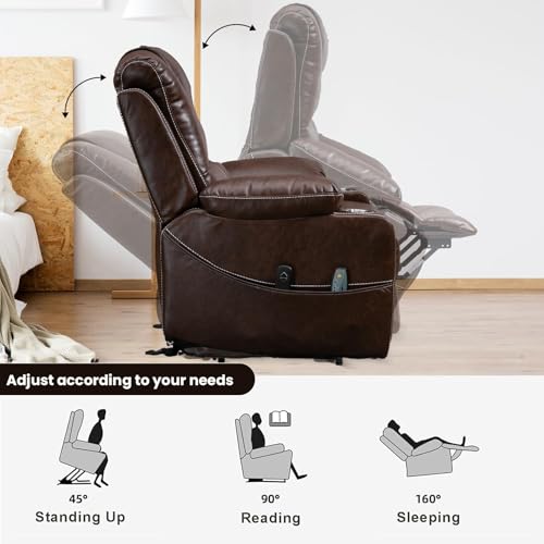 Sillón reclinable cuero con respaldo alto miniatura 4