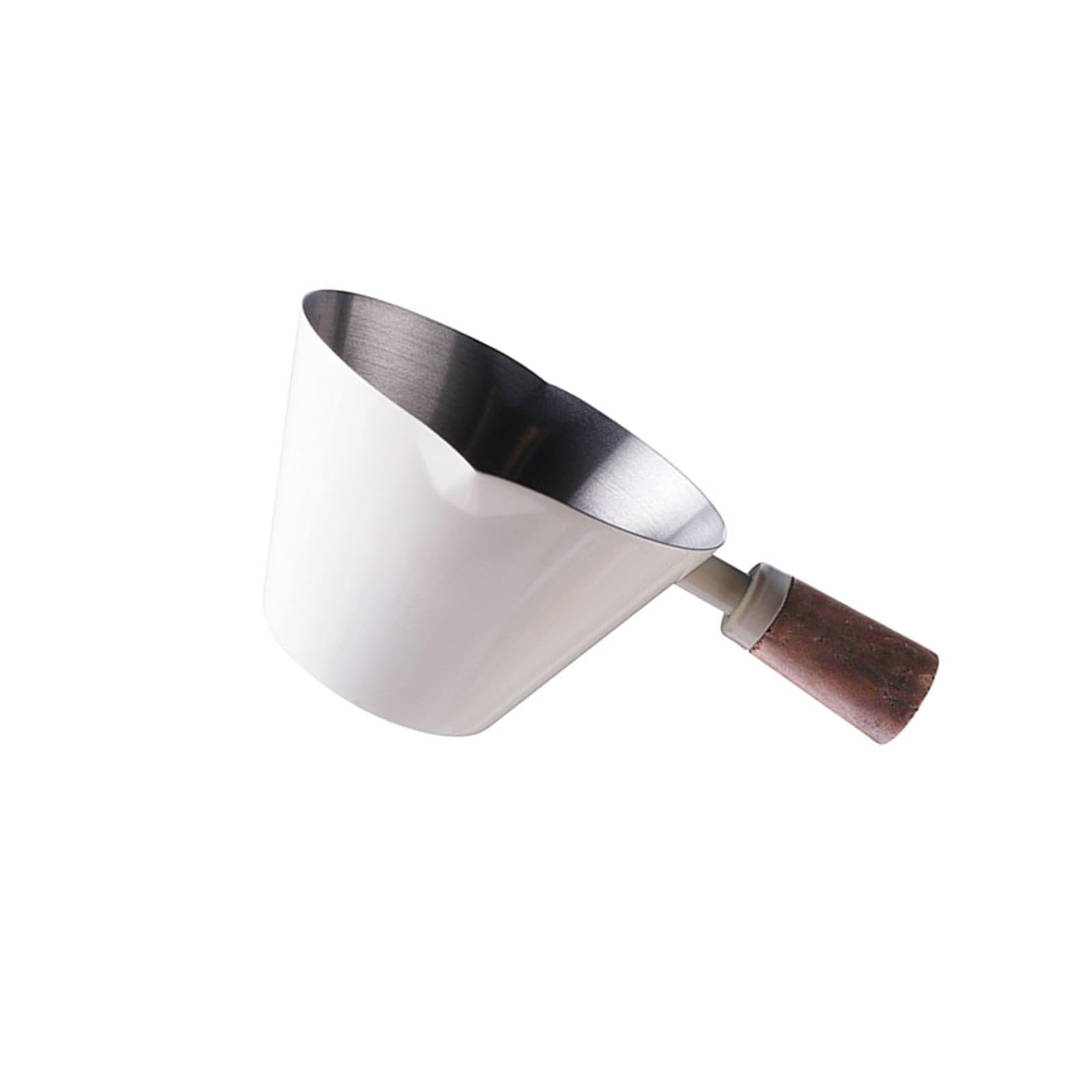 Msioytog Stainless Steel Espresso Shot Cup with Wooden Handle and Double Spouts Pouring Cup for Coffee Measuring 90ML Double Spouts Coffee