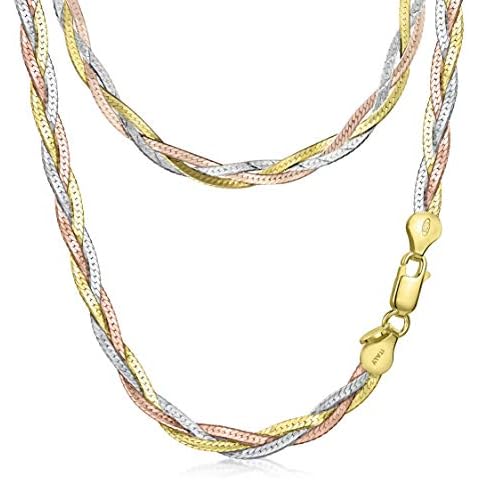 Amberta Women's Sterling Silver Herringbone Necklace Cover