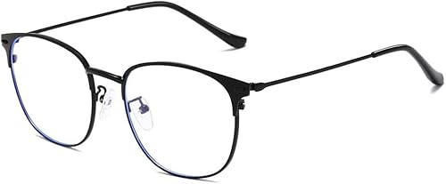 Miniatura 10 de QECEPEI Retro Semi-rimless Round Blue Light Blocking Glasses Horn Rimmed Nerd Clear Lens Computer Gaming Eyeglasses