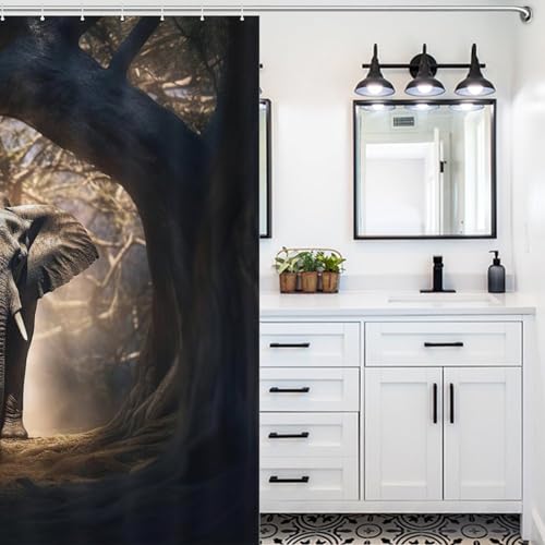 Rideau de douche imperméable en polyester lavable ElephFourmi 183x183 cm - 5