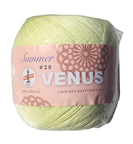 Full Funk Venus 100% Acrylic Light Thin Crochet Knitting Yarn Summer Series #20-100 Gram, Soft Yellow Cover