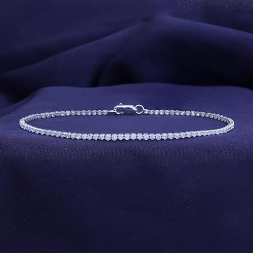 Tennis Bracelet for Women 1.10 to 1.30 Carat (ctw) Round Lab Grown Diamond Single Row Stacking Dainty Bracelets for Brides In 10K Solid Gold Or 925 Sterling Silver Jewelry Size-6.5 to 7.5 Inch 5