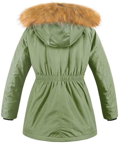 Image of CREATMO US Girl's Long Winter Warm Parka Sherpa Trimmed Collar Puffer Ski Jacket Coat