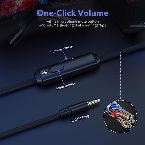 Image of NUBWO N16 Gaming Headset - Noise Canceling Mic, Stereo Sound, and Comfortable Design for PS5, PS4, Xbox One, Switch, PC, Laptop, and Mac (Blue)