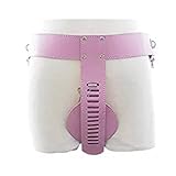 Faux Leather Adjustable Collocation Lock Buckle Pink Underwear Pants