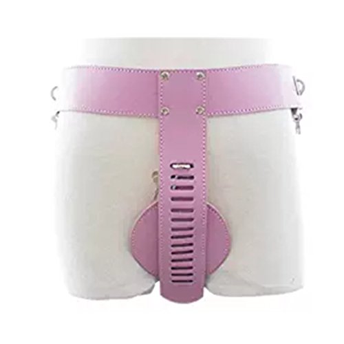 Faux Leather Adjustable Collocation Lock Buckle Pink Underwear Pants