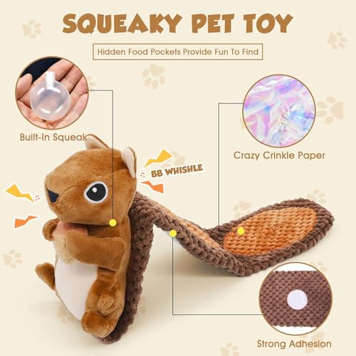 Eichhörnchen Hundespielzeug,Intelligenzspielzeug für Hunde,Quietschend Welpenspielzeug,Interaktives Hundespielzeug,Schnüffelspielzeug Hund,Puzzle Toys for Dogs,Herbst Hund Plüsch Kauspielzeug