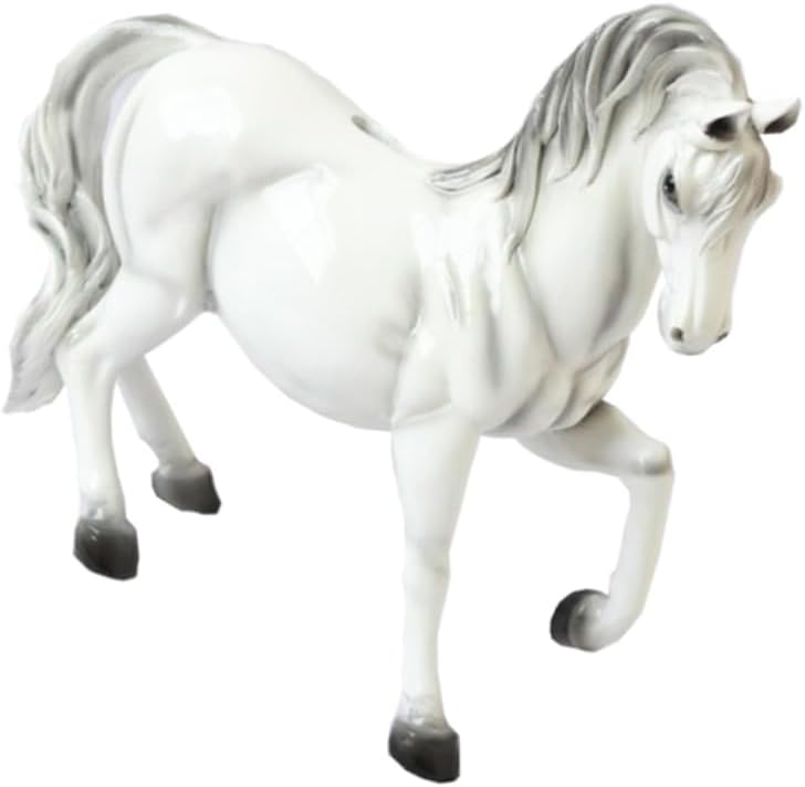 Creative Horse Shape Coin Storage Jar Resin Art Saving Pot for Large White Money Bank for Daily Coins Bills and Change Organization Desktop Decorative Piggy Bank
