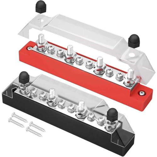2Pcs 150A 12V-48V DC Bus Bar 4 x 3/16(M6) 6 x #8 (M4) Terminal Block