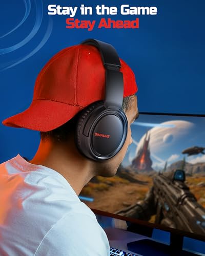 Image of BINNUNE 2.4GHz Wireless Gaming Headset with Mic for Ps5 /4, PC, Mac, Bluetooth Gaming Headset with Flip Microphone,Headphones for Laptop Computer