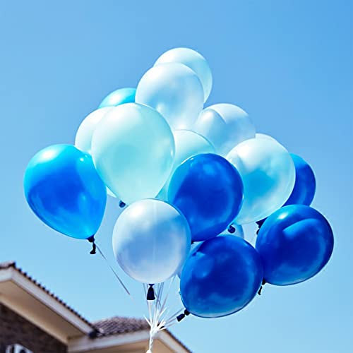 Image of Blue Balloon Set, 60 Packs 12 Inches Metallic Balloons Pearl Macaron Baby Blue Balloon Light Blue Mixed Ballons for Bridal Shower, Boy Baby Shower, Birthday Decorations, Wedding Party