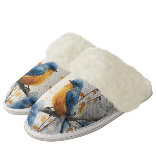 Howilath Small Bird Cotton House Shoes for Women Fluffy Slippers Warm Bedroom Shoes with Anti-Skid Sole