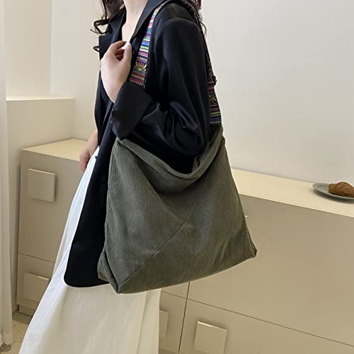 Image of JARKJARD Women Corduroy Tote Bag Large Shoulder Hobo Bag for Women Boho Casual Handbag Purse