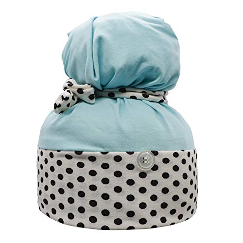Gorro de trabajo tejido para mujer con botón y ponytail miniatura 2