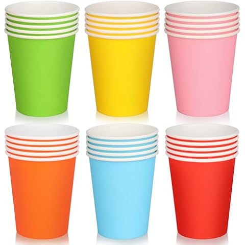 Fowecelt Rainbow Disposable Paper Cups - 60pcs Cover