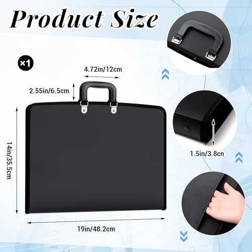 Image of Dunzoom 2 Pack 11x17 Portfolio Folder for Artwork Storage, Art Portfolio Case, Painting Document Organizer, with Handle and Zipper Closure, Oxford Cloth Edge Frosted, Black
