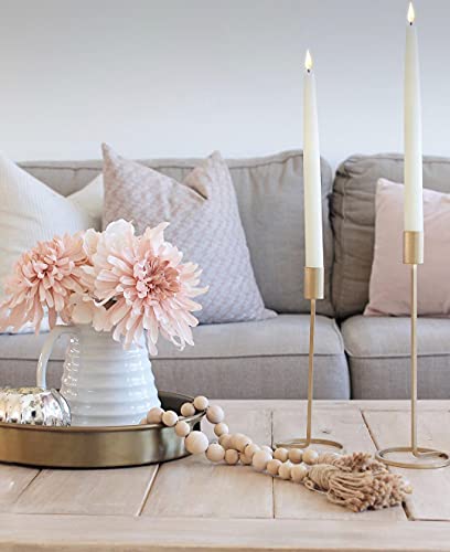 Lamplust Flickering Flameless Taper Candles With Remote - 11 Inch Led Candlesticks, Realistic 3D Flame With Wick, Ivory Real Wax, Spring Home Decor, Automatic Timer, Batteries Included - Set Of 4 #TOP2