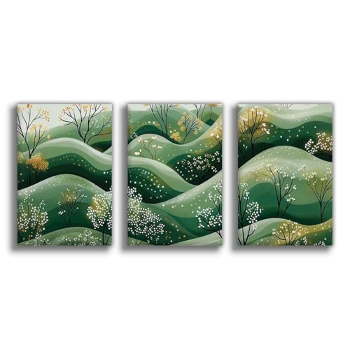 Impression sur toile paysage collines vertes décoration murale grand format 50x75 cm