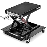 VIVOHOME 500KG Heavy Duty Steel Wide Deck Motorcycle Lift Jack Scissor Elevators Stand Hoist with Dolly and Hand Crank for ATV, Bikes, Garage Repair