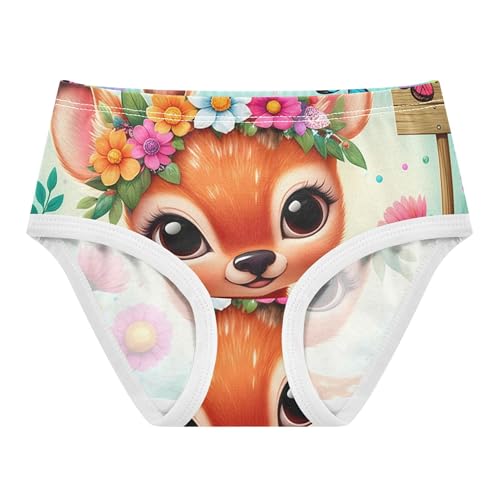 Florals Girls Underwear Toddlers 2t Cotton Little Girl Panties Cute Deer Flower Crown Underpants Briefs