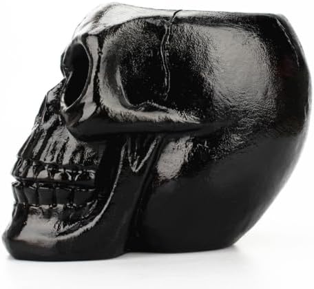 Black Resin Skull Pen Holder for Halloween Season Desktop Decoration image 4