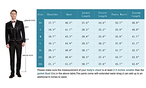 Tuxedo for Men 3 Piece Slim Fit Blazer Single Breasted Vest Wedding Suit for Men Tuxedos Formal Prom Suits Black - Thumbnail 3