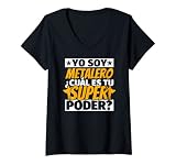 Mujer metalero divertido superpoder Camiseta Cuello V
