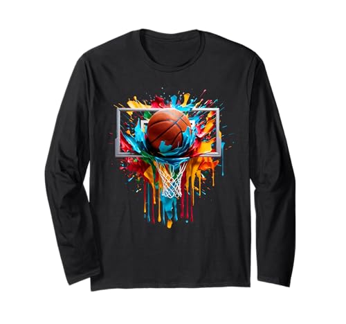 Basketball Sport Colorful Colors Basketball Tie Dye Color Long Sleeve T-Shirt
