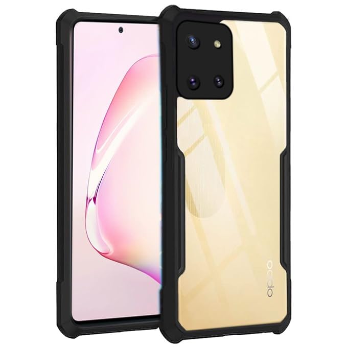 Amazon Basics Hybrid Camera Protection Transparent Hard Back Case Cover for Samsung Galaxy Note 10 Lite (Sides Black)