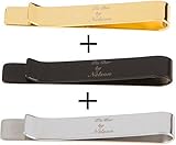 GQ Approved Tie Bar Clip Clasp w/Patented Clips and Stay Tech - 3 Pack w/Matte Silver,Gold & Black The 1-Step Solution to Instant FREE Sophistication for Men-Combine with Cufflinks, Tack or Money Bars