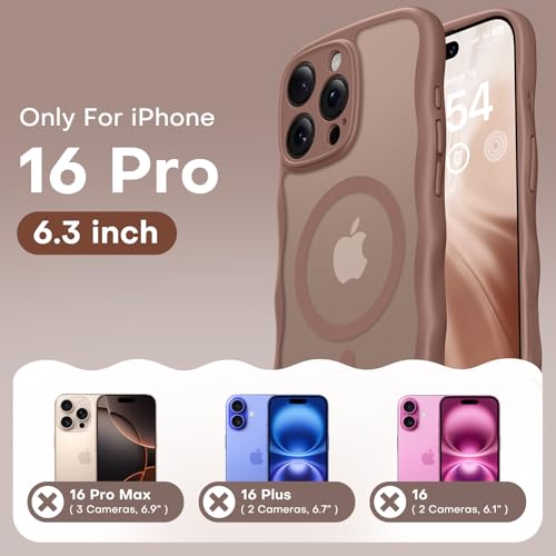 TAURI Magnetic for iPhone 16 Pro Case, Cute Wavy Design [Full Camera Protection] [Compatible with Magsafe] Anti-Slip Translucent Matte Case for iPhone 16 Pro for Women Girls, Desert Brown by TAURI - Used condition - Image 2