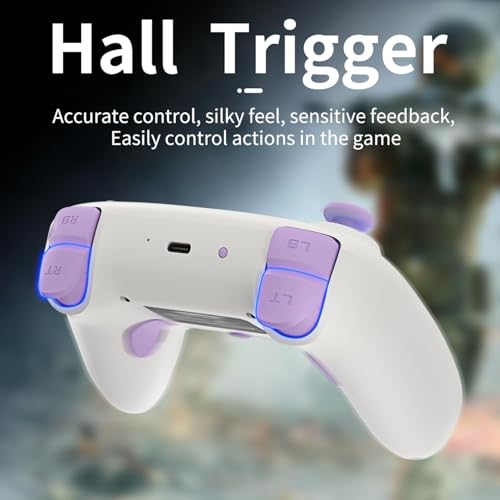 gizala Kablosuz Oyun Kontrolcüsü Gamepad Hall Effect Triggers Joystick Game Controller Switch 2 / Switch/PC/Steam/Android/IOS (Beyaz)