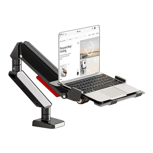 Xilin-872 Ramię monitora uchwyt na laptopa z regulowaną tacą do notebooka 10-17 cali, ramię do montażu sprężyny gazowej o pełnym ruchu do monitora 17-32 cali (w granicach 4,4 ~ 10,0 kg), zacisk C i