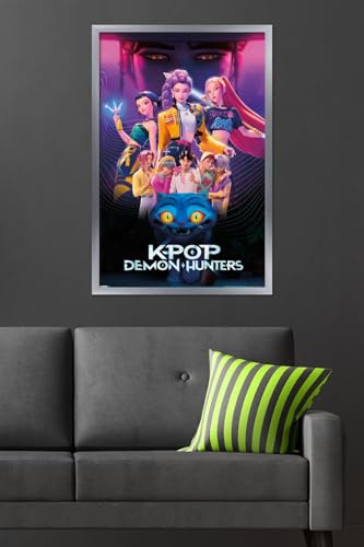 Image of Netflix KPop Demon Hunters (2025) - Group Wall Poster, 34L inch x 22.4W inch, Silver Framed Version